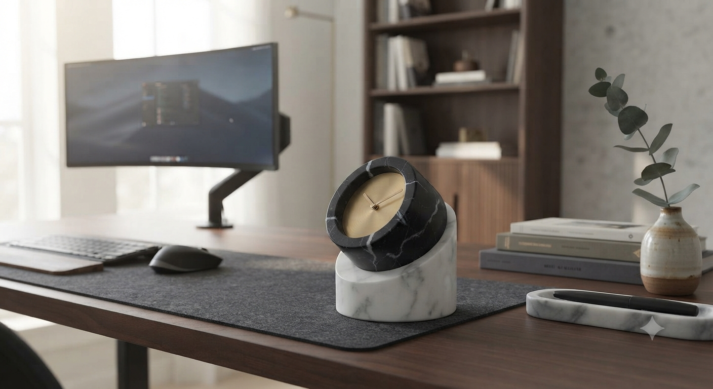 The Architecture of Time: The Definitive Guide to Minimalist Marble Desk Clocks in Modern Study Design